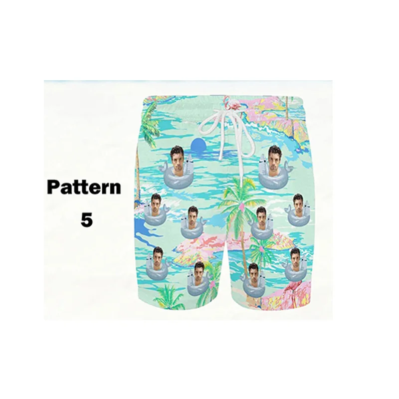 Summer Hawaiian 3D Custom Face Photos Printing Beach Shorts Women Fashion Streetwear Board Shorts Funny Y2k Swimming Shorts Men