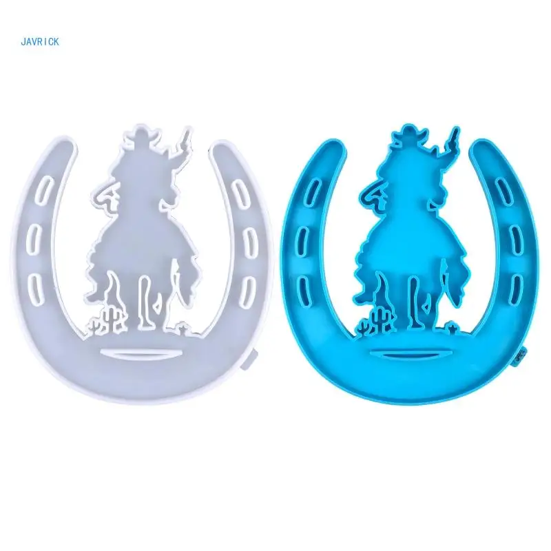 

Cowboy Rider Wall Ornaments Drop Mold Diy Horseshoe Wall Pendant Desktop Decoration Epoxy Silicone Mold