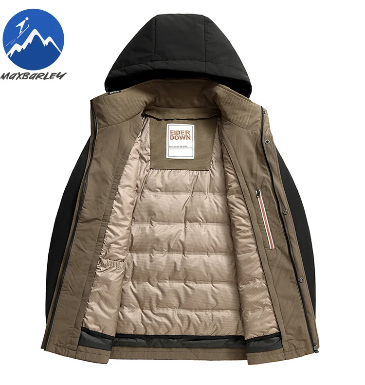 Maxbarley Weiße Ente Unten Jacke Männer Winter Luxus Marke Warme Abnehmbare Liner Unten Jacke Schnee Wasserdicht Mit Kapuze Parka Puffer