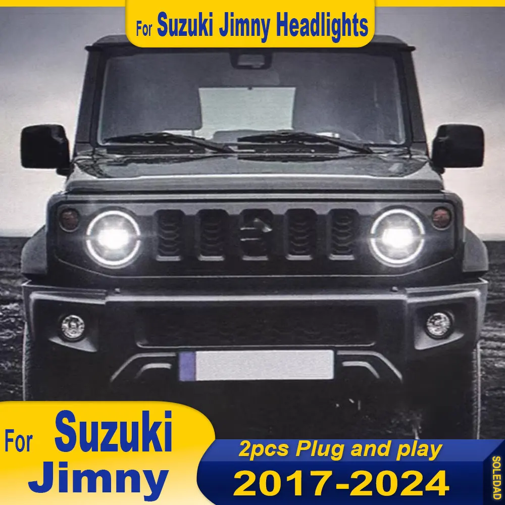 

Светодиодные фары для Suzuki Jimny, светодиодные фары 2018-2024, фары Jimny DRL, указатель поворота, дальний свет, линза проектора «ангельский глаз»
