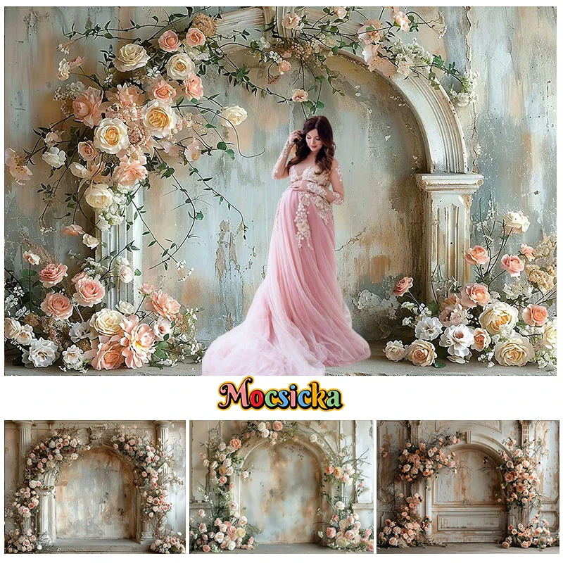 

Mocsicka Photography Background Vintage Arch Floral Adult Birthday Wedding Maternity Portrait Decor Backdrop Photo Studio