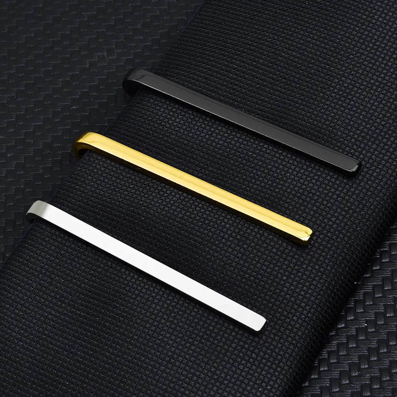 

Premium Brass Slim Tie Bar for Men Formal Business Necktie Clip in Silver and Black Elegant Wedding Tie Accessory