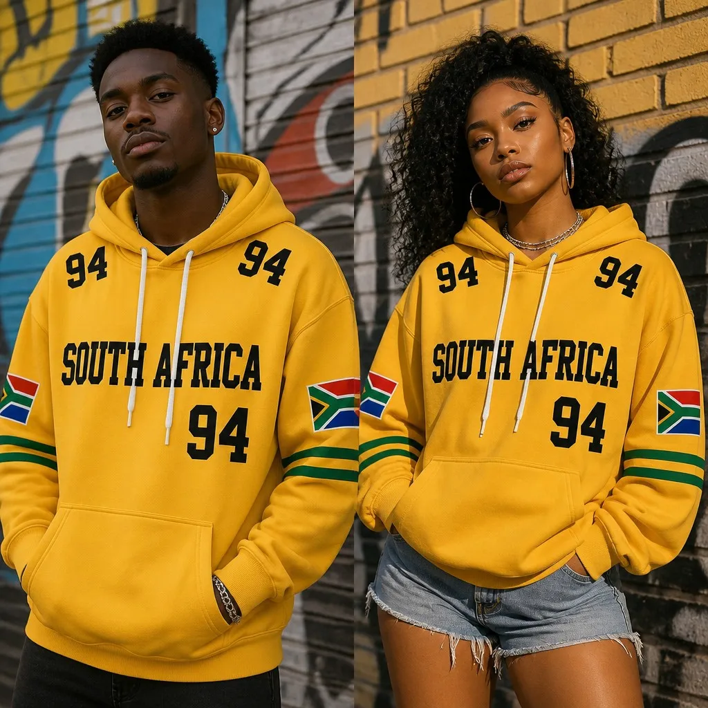 South African Flag Pattern Sweatshirt Print Men's and Women's Hooded Pullover Sweatshirt Fashion Street Style Couple Outfit