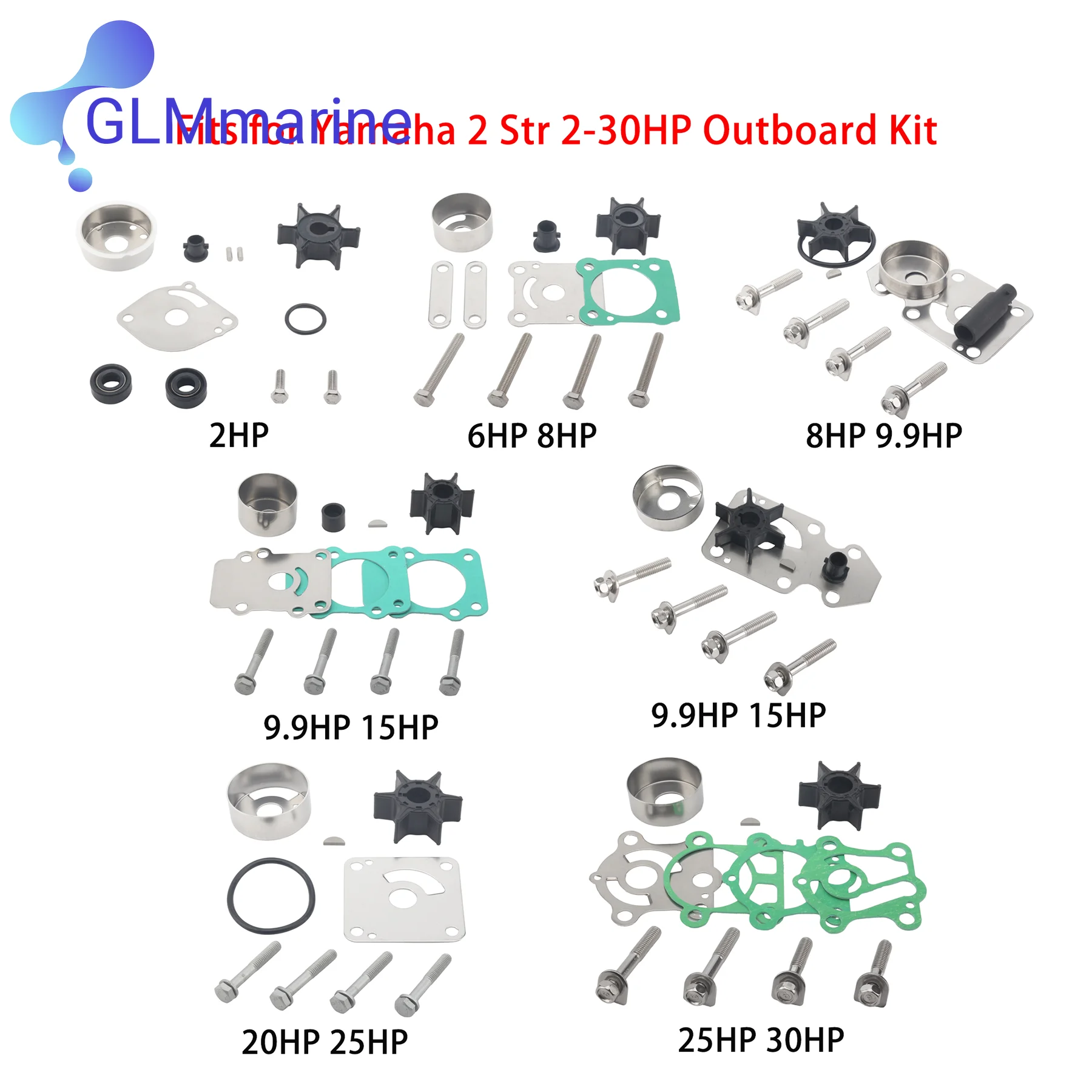 

6GD-W0078-00 Ремкомплект водяного насоса подходит для подвесных двигателей Yamaha 2 Str 2 6 8 9,9 15 20 25 30 л.с. 6N0-W0078-A0 69G-W0078-00