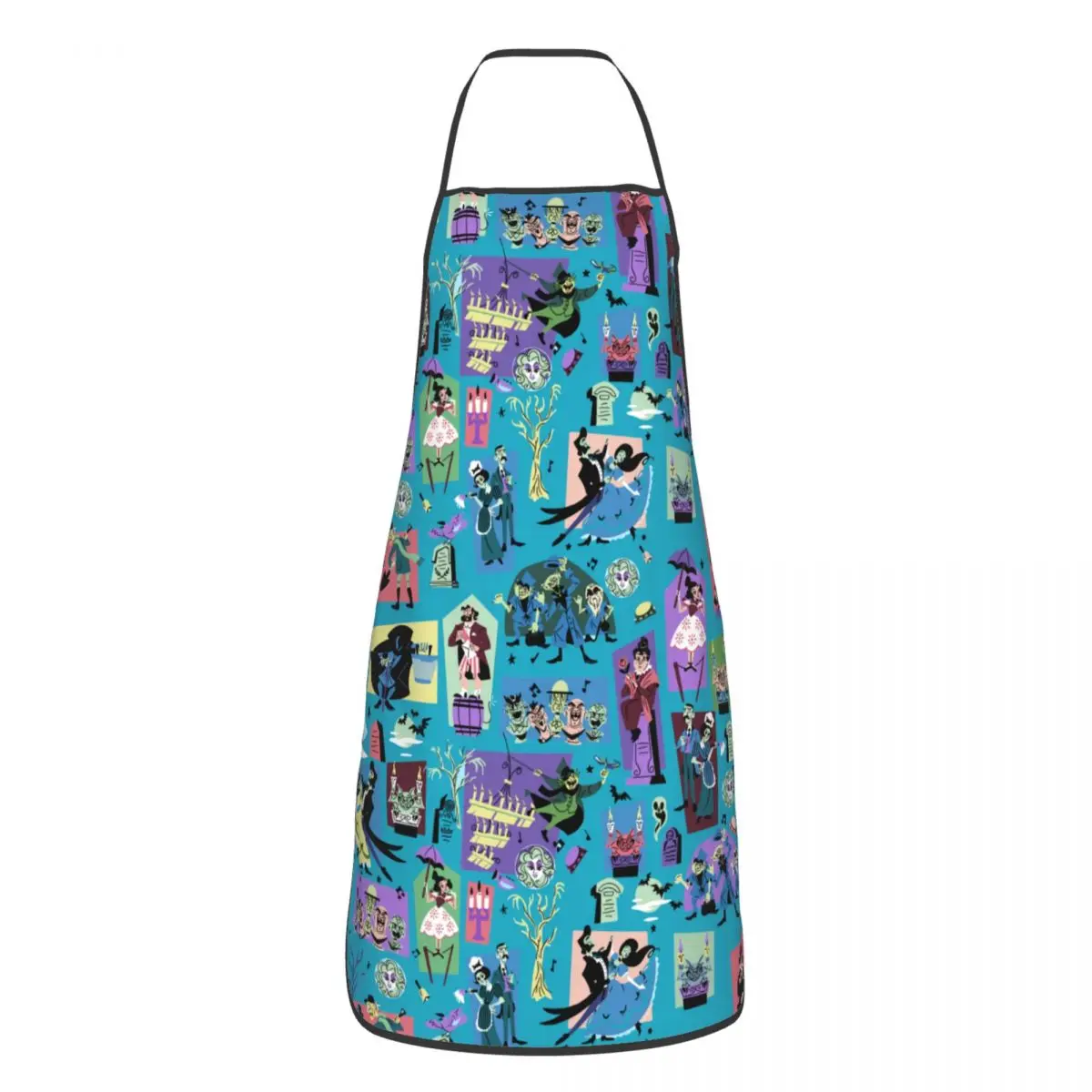 Custom Happy Haunts Haunted Mansion Apron Women Men Bib Halloween Ghost Monster Kitchen Cooking Tablier Cuisine Chef Gardening