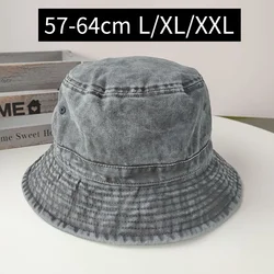 Korean New Big Head Plus Size Bucket Hat for Men Pure Cotton Bob Panama Fisherman Hat Man Women 59cm 60cm 62cm 63cm Sun Hat