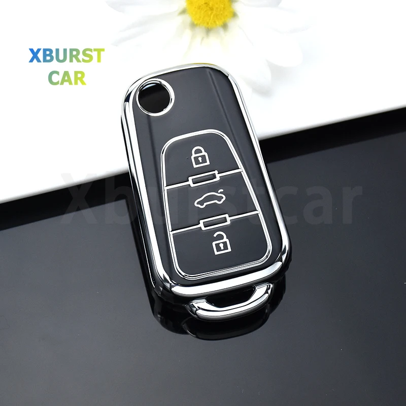 TPU Car Key Case Cover 3 Buttons Shell Fob for MG MG3 MG5 MG6 MG7 GT GS FOR Roewe 350 360 750 W5 Auto Accessories