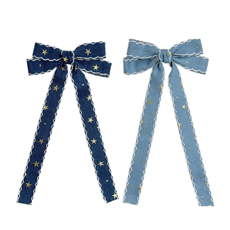 Long Ribbon Star Bowknot Hair Clip InsStyle Hairpin Girl Hair Barrettes Hair Bows Female Ponytail Holder Hair Ornaments