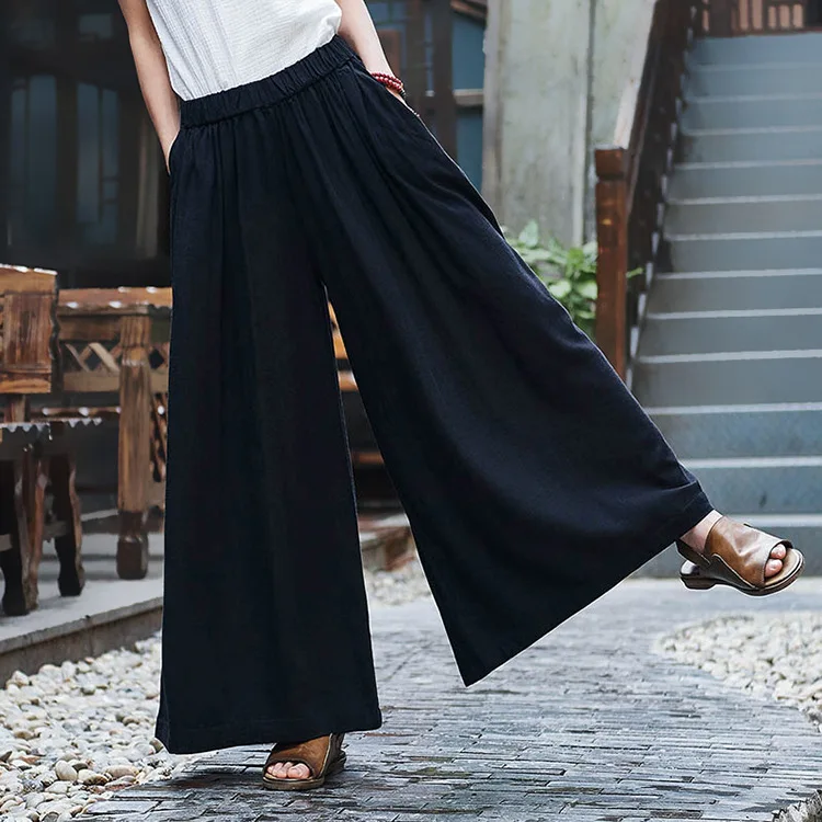 Fall/Winter Linen Pants: Vintage Zen Style, Slimming Washed Yoga Travel Culottes