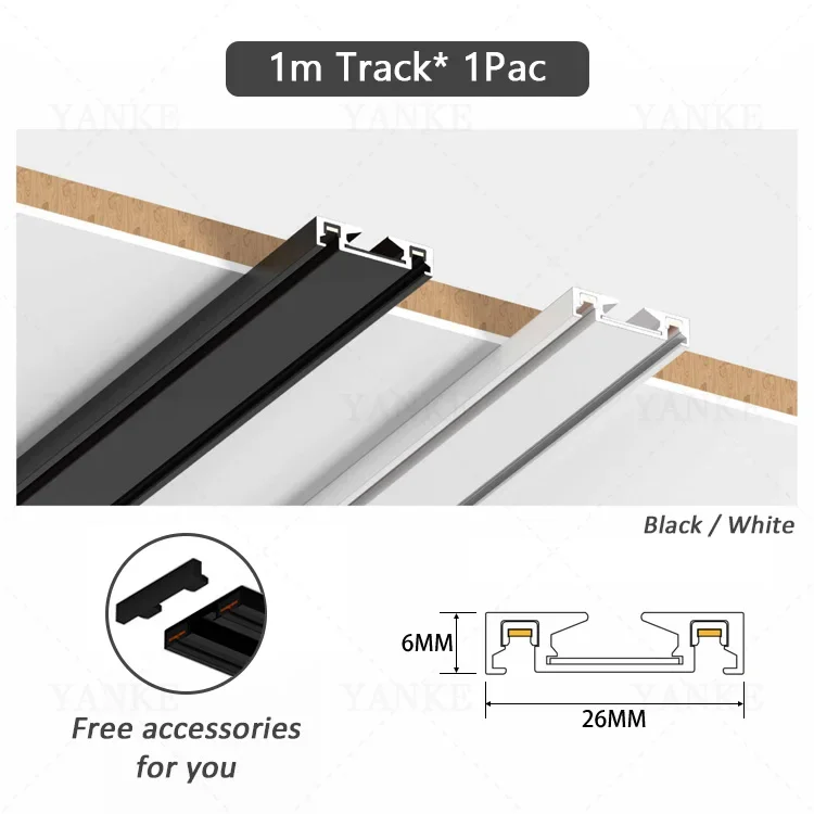 6 mm spoorlicht led magnetische rail plafondlamp systeem tuya smart home life zigbee dimbare lamp spotlight opbouw DC48V zwart w