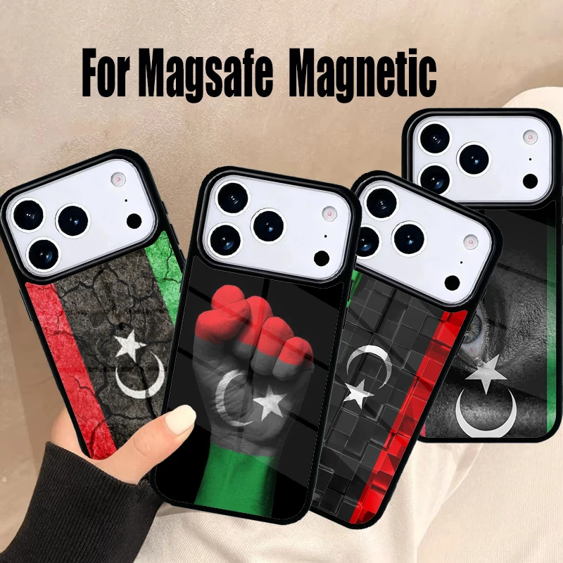 Libya Flag Phone Case For iPhone 17 Air 16e 15 14 13 12 11 Pro Max Plus Magsafe Wireless Magnetic Cover