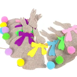 1set Easter Rabbit Jute Burlap Banner Hanging Garland Spring Happy Easter Party Decorations for Home Wall Easter Party Supplies