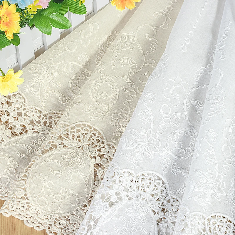 

Модная хлопковая ткань с вышивкой и ажурным дизайном, ширина 138 см, для женской одежды и аксессуаров для юбок