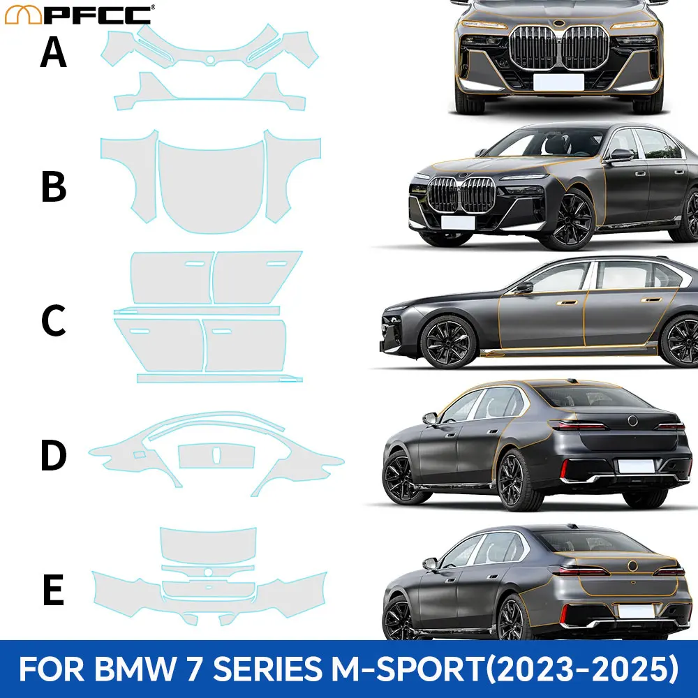 For BMW 7 Series G70 M Sport 2023 2024 Full Body PPF Paint Protective Film Kit Scratch-Resistant High Gloss TPU Film for Car