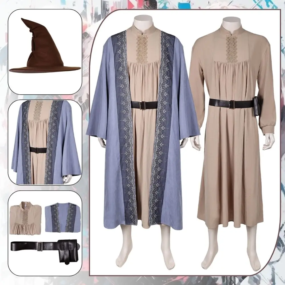 Tom Bombadil Cosplay Fantasia Kostüm Verkleidung für Erwachsene Herren Umhang Robe Hut Gürtel Rollenspiel Outfits Halloween Karneval Kleidung