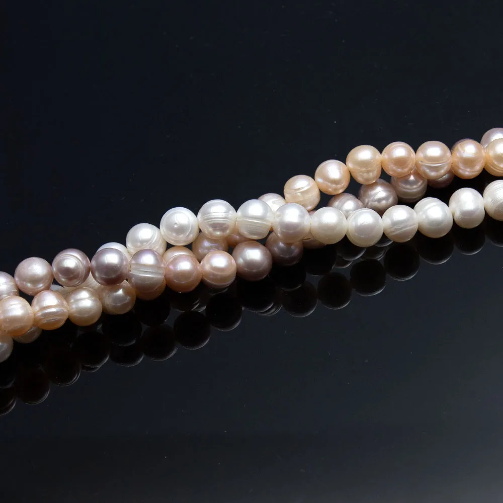 

9-10mm Round Shpaed Natural Freshwater Threaded Beads Beads White Pink Purple For DIY Neckalce Bracelet Earrings Accessories