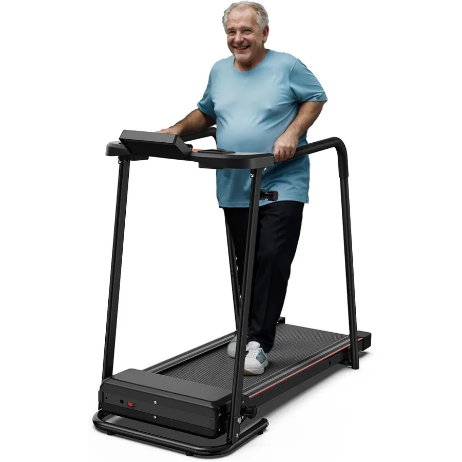 

Walking Treadmill for Senior with Long Handrail Foldable Recovery Fitness Exercise Machine with Cup Holder LCD Display 300 lbs