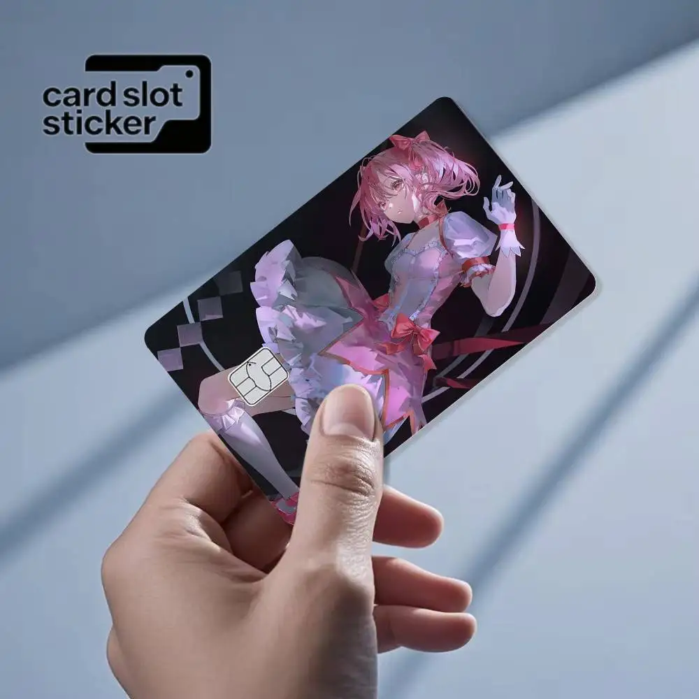 Cartoon New Puella Magi Madoka  Credit Card HD Stickers Game Card Decal Small Chip Waterproof Sticker Gift