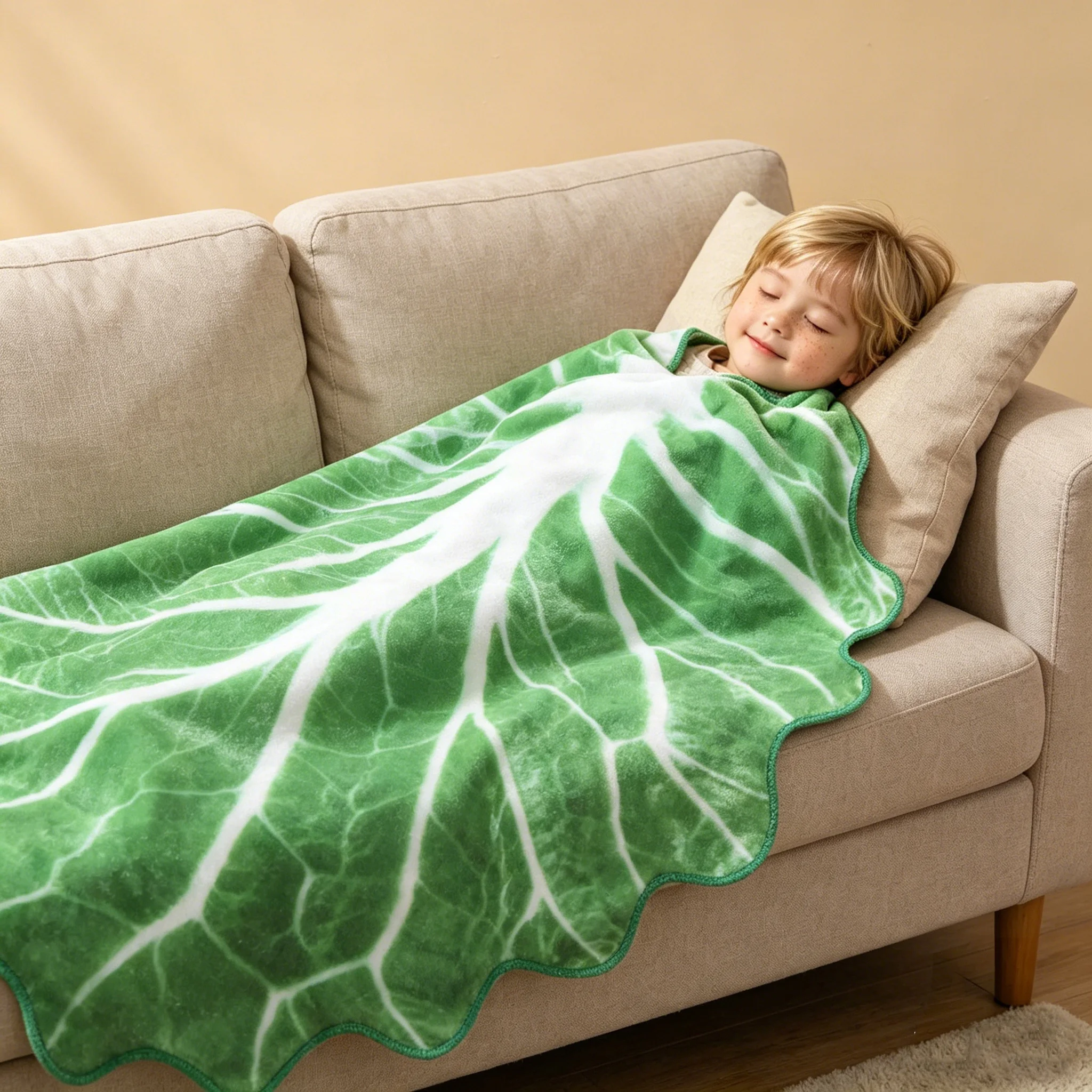 Coral fleece creative cabbage blanket vegetable blanket soft absorbent nap blanket air conditioning blanket
