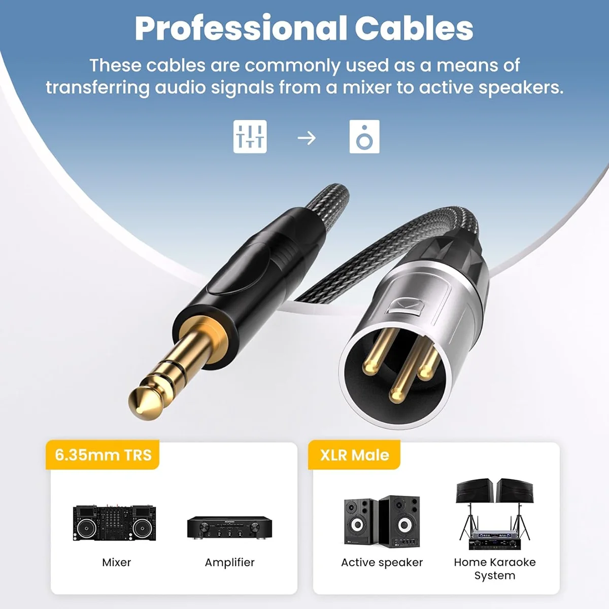 Kabel 6.35mm ke XLR 1/4 inci T - Xlr To 6.35Mm Balanced Audio Cable Patch ulasan dan harga