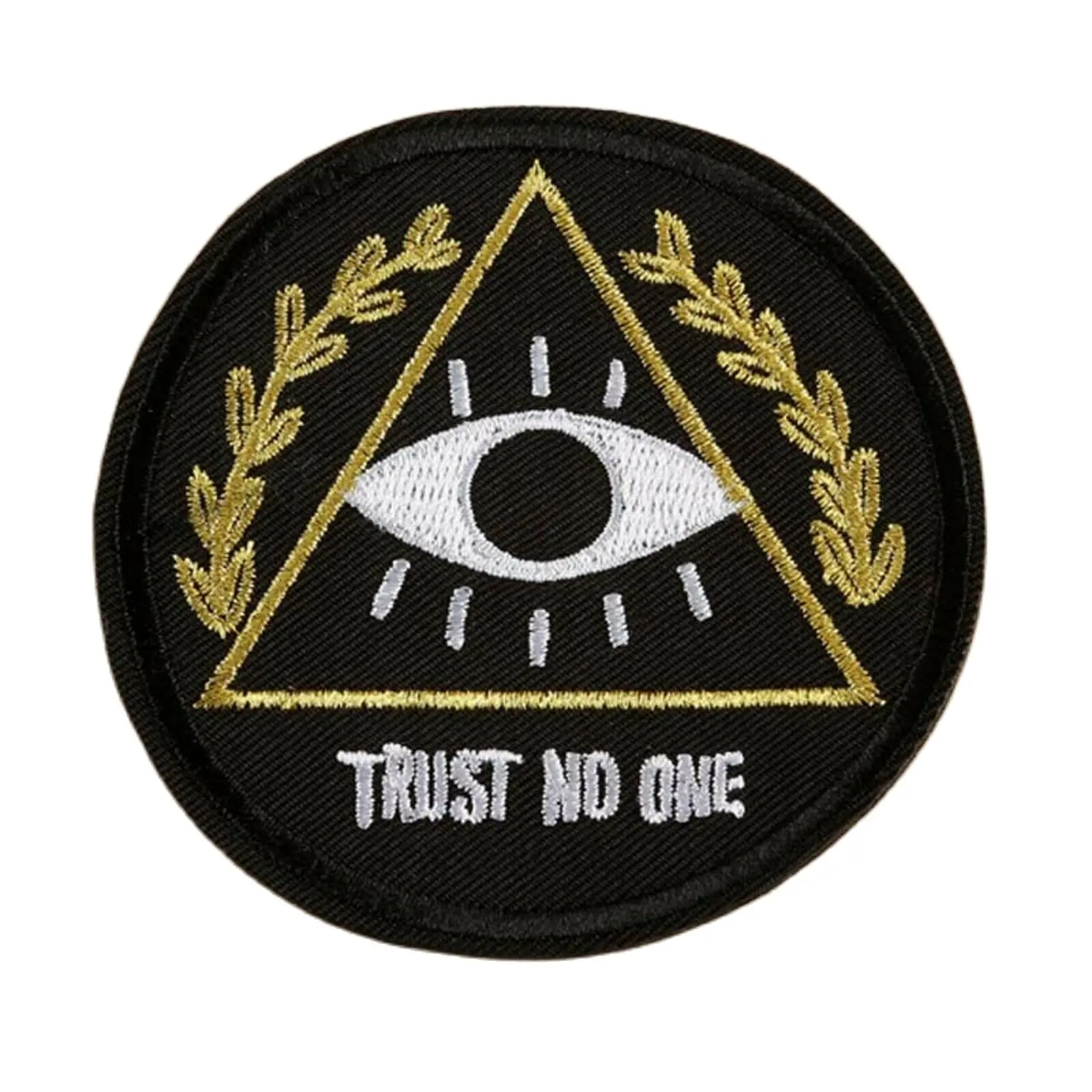 

Trust No One Iron-On Patch Illuminati All Seeing Eye Freemason Secret Society ≈6cm