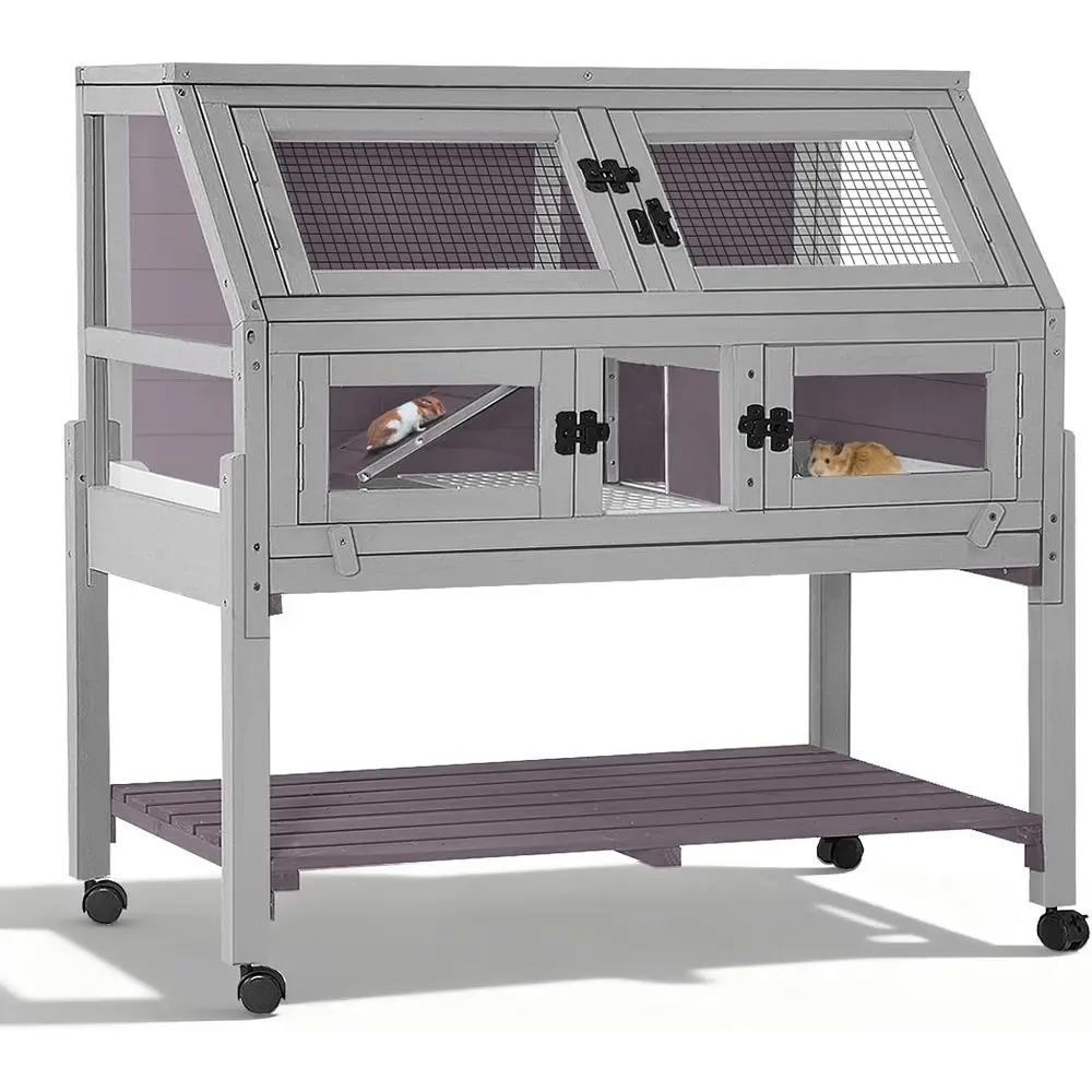

Spacious Guinea Pig Habitat with 4-Level Access, Rolling, Anti-Chew, Ideal for Small Pets with Large Leak-Proof Base