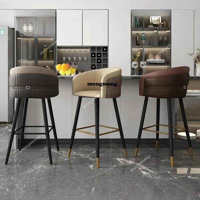 

K182Italian Style Back Bar Stools Luxury Commercial Sustainable Kitchen Bar Stools High Chair Modern Sillas Barra High End Furni