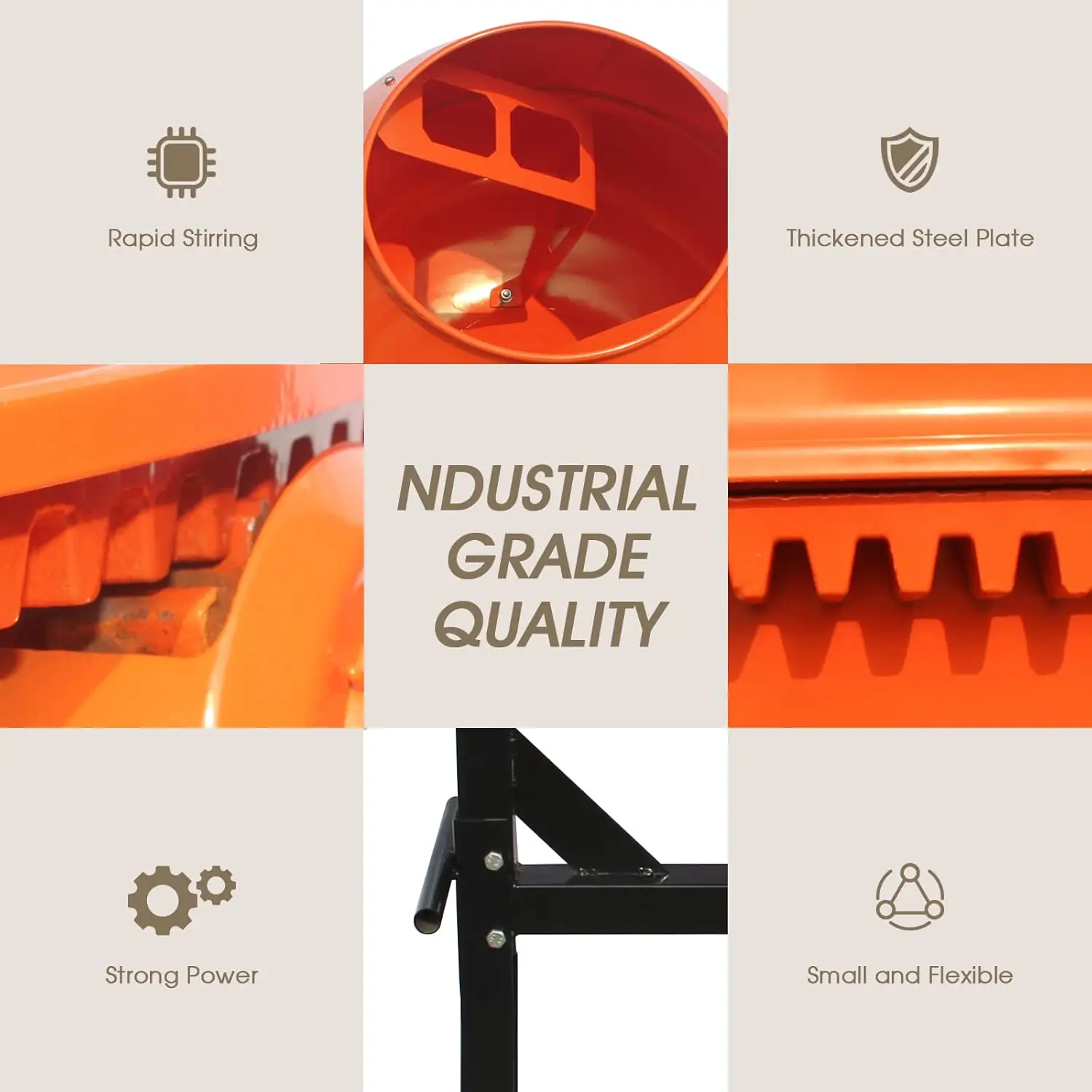 Concrete Mixer, Electric Cement Mixer Machine for Stucco with Wheel and Stand