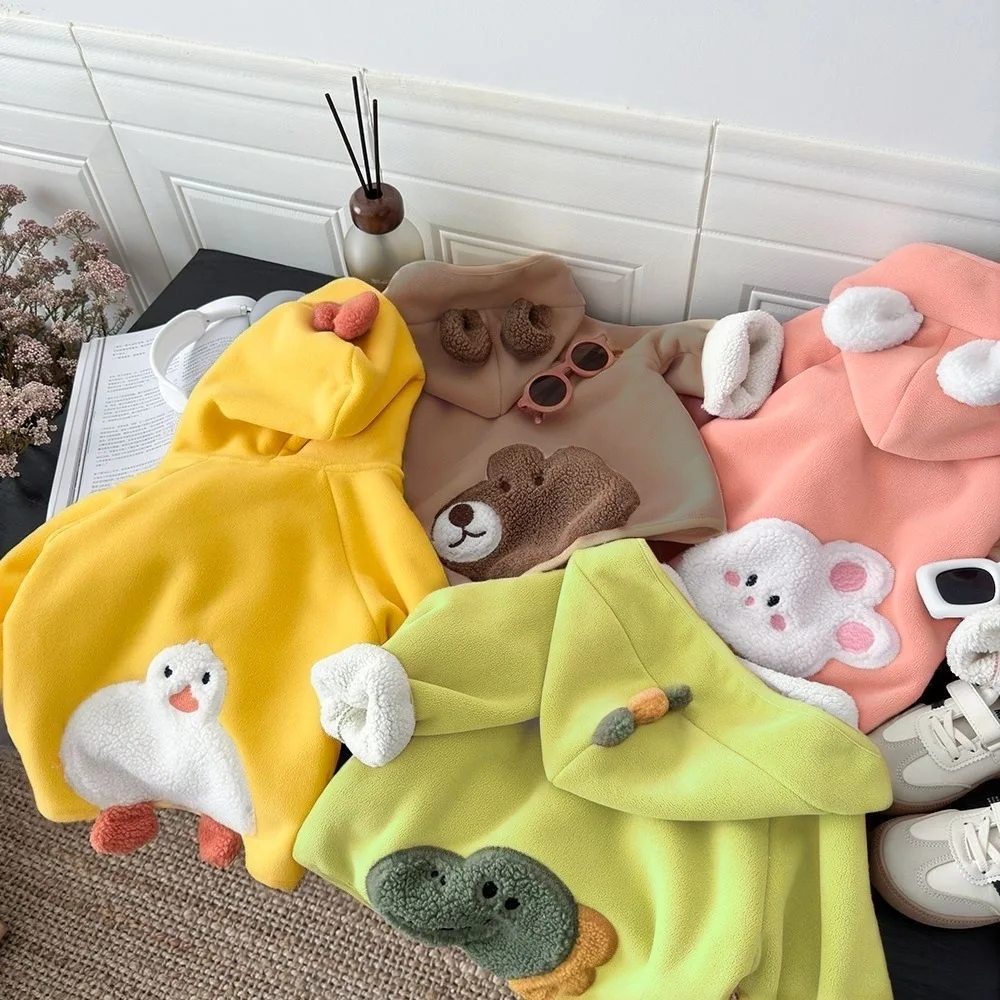 

Детское зимнее пальто, утепленная флисовая куртка, верхняя одежда с капюшоном и рисунком животных для мальчиков и девочек, теплая зимняя детская одежда