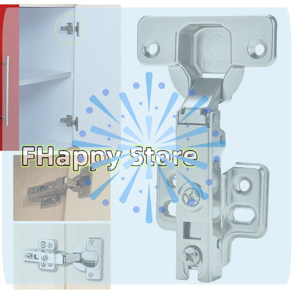 1Pc Hinge Plate Safety Door Hydraulic Hinge Soft Close Full Overlay Kitchen Cabinet Cupboard