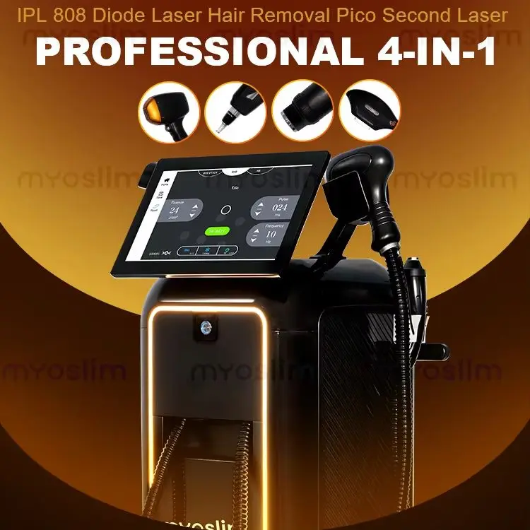 

4-in-1 Diode Laser 5000W 10Bars Professional 4 Wavelength IPL Hair Removal Device Pico Laser RF Photorejuvenation Device