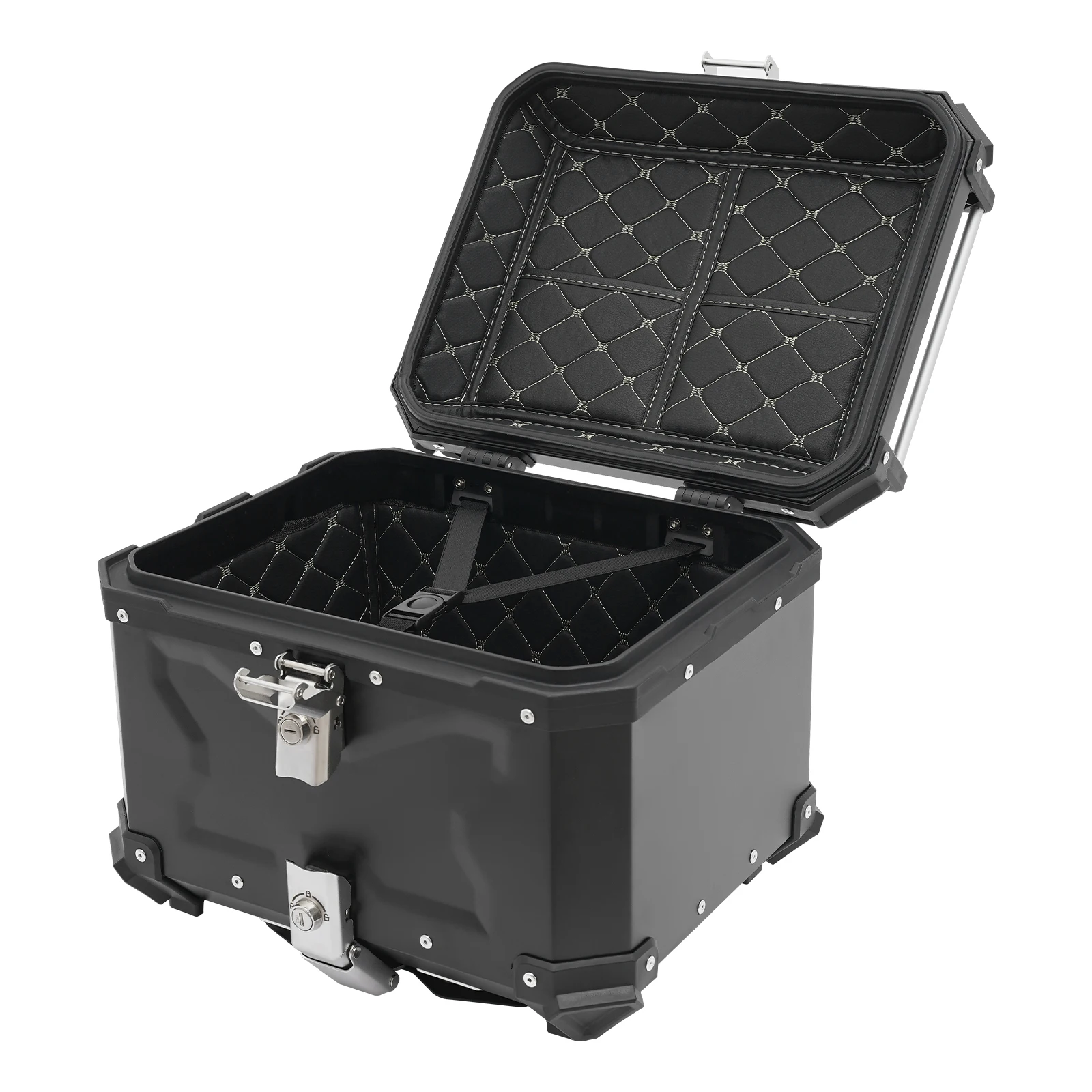 45L/55L/65L دراجة نارية مربع خلفي أسود معدن دراجة نارية جذع مربع خلفي دراجة نارية العلوي صندوق أمتعة قابل للقفل مع 2 مفتاح #4