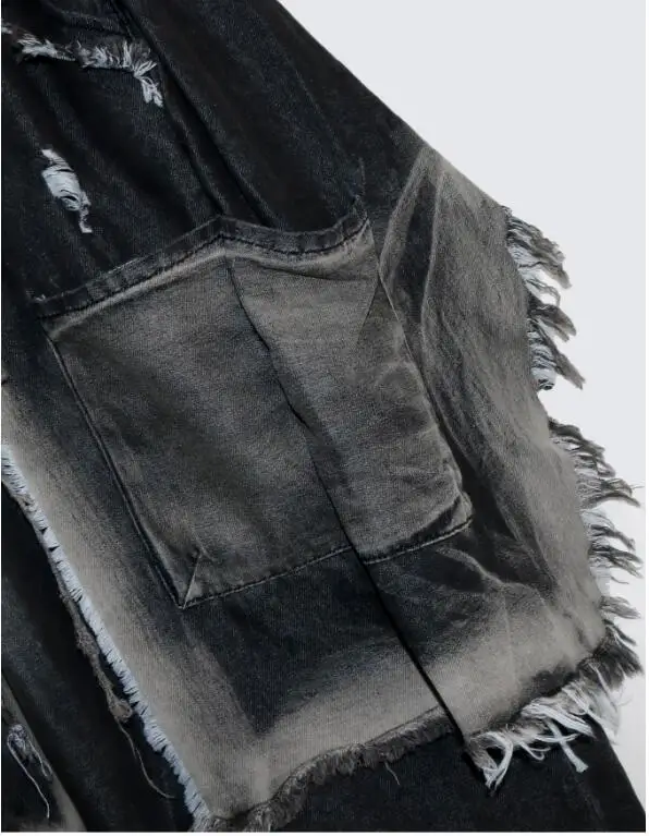 Calças de brim femininas harem calças buraco bolsos estilo punk jean 2025 rasgado tornozelo comprimento calças cintura elástica borlas lavadas angustiadas