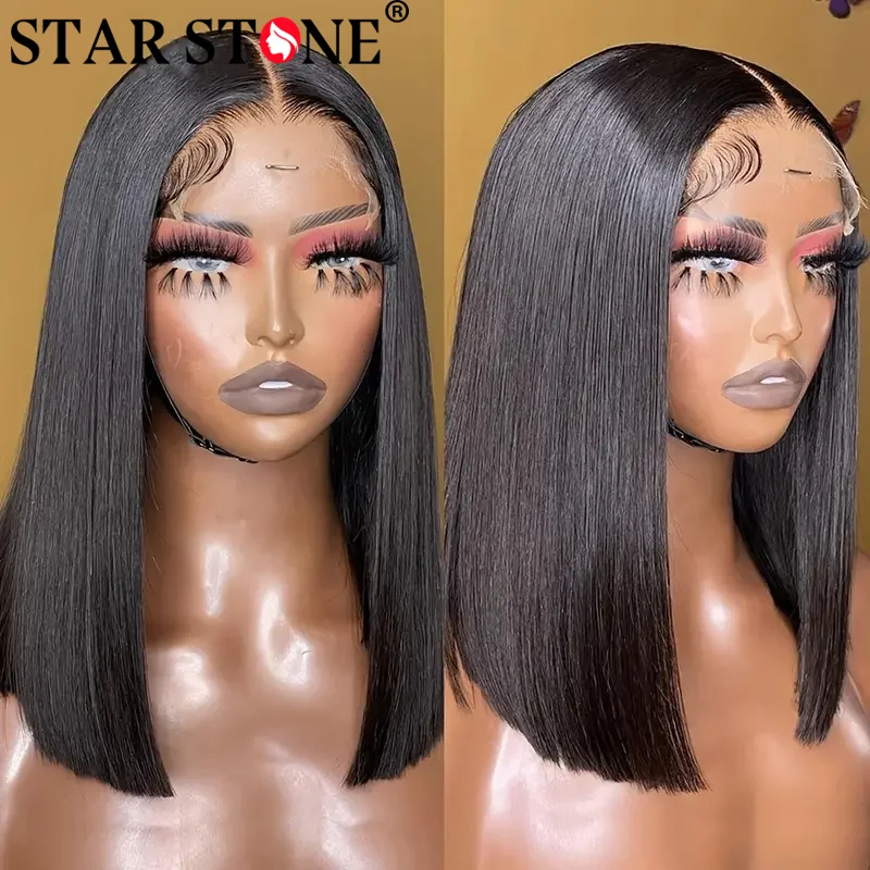 

Short Bob Wig Remy Straight Natural Wig 13x4 Lace Frontal Human Hair Wigs Transparent T Part Lace Front Wig For Black Women 180%