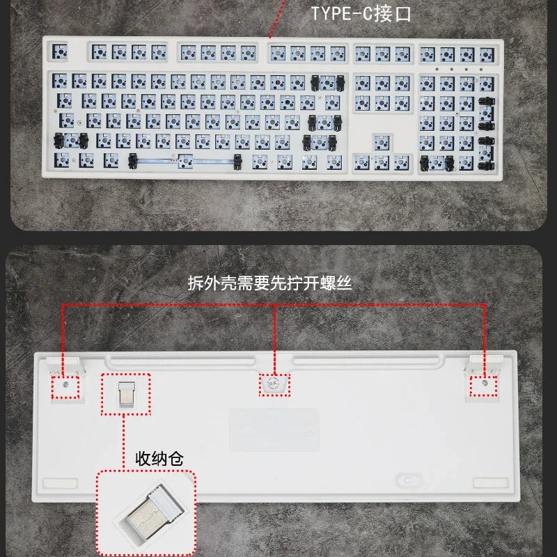 Sky108 pro Mechanical Keyboard Kit Custom Tri-โหมดไร้สายบลูทูธ 2.4G Hot-swap RGBปะเก็นผ่านFNโปรแกรมDIYเกมของขวัญ