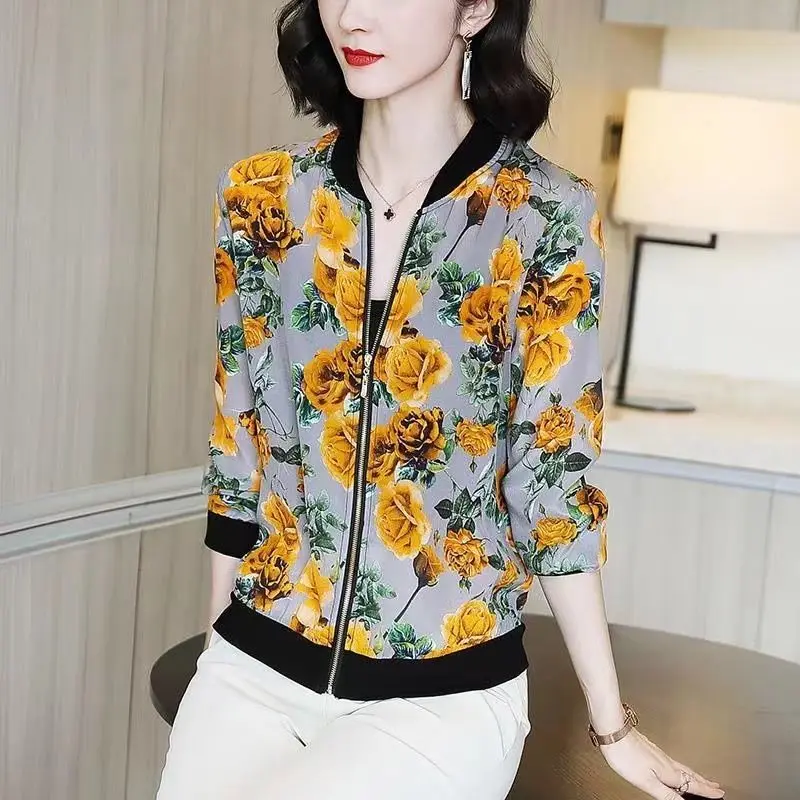 Chiffon Long-sleeved Baseball Uniform Jacket Women's Summer New Korean UV Protection Short Sunscreen Clothing