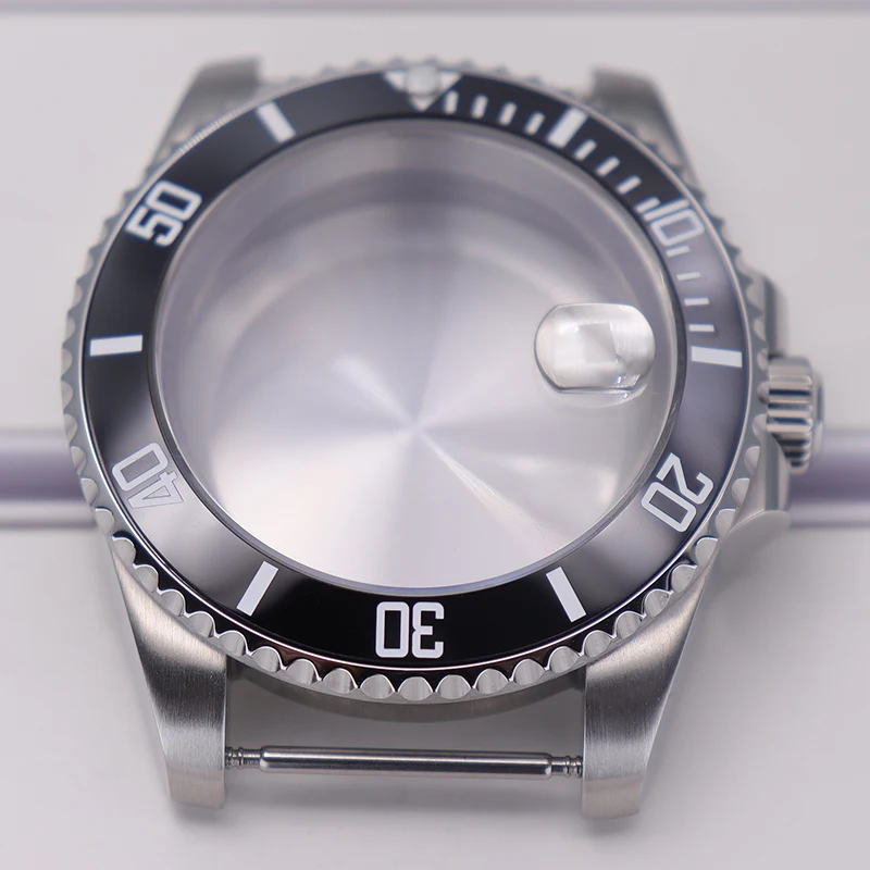 Silberne 40-mm-Gehäuse für Seiko NH35 NH34 NH36 NH38 Miyota 8215 ETA 2824 Herrenuhrengehäuse Saphirglas 28,5-mm-Zifferblatt Keramiklünette – Detail 2