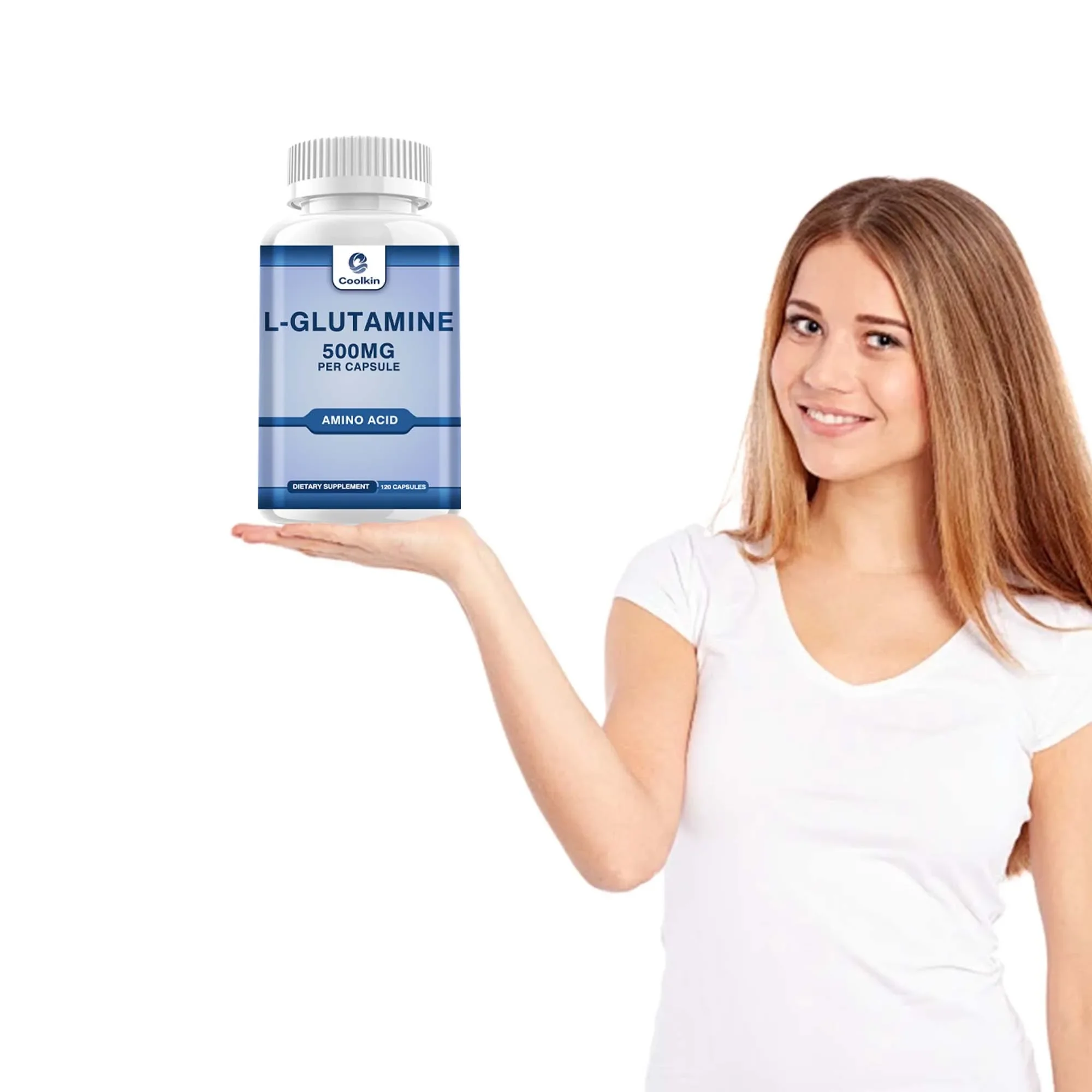 L-Glutamine 500 ملغ - يعزز نمو العضلات والانتعاش، ويحسن المناعة - 120 كبسولة