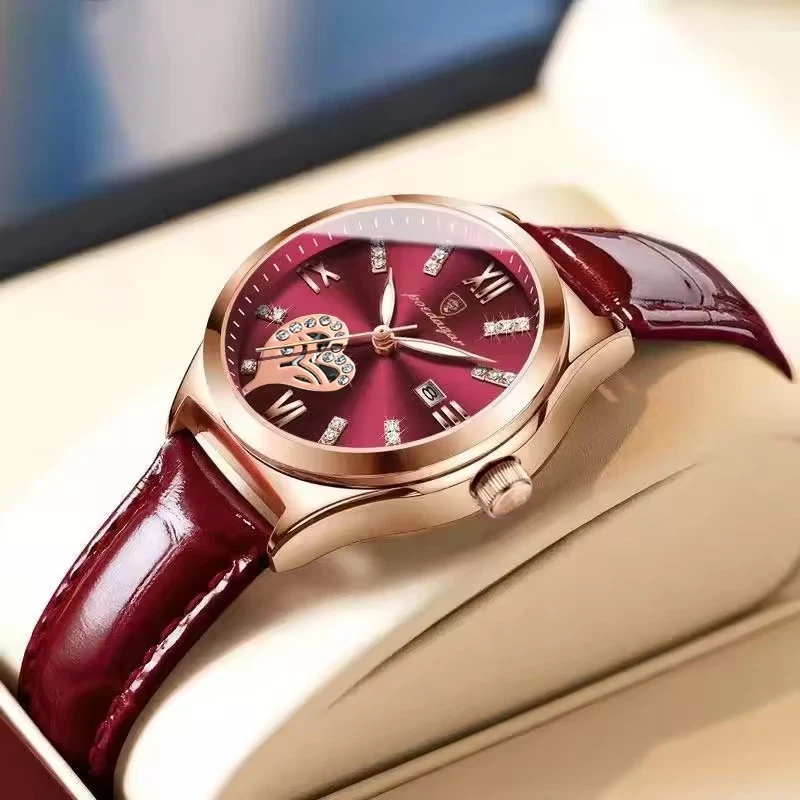 POEDAGAR Luxury Casual Watches For Women Waterproof Calendar Leather Ladies Watch High Quality Fashion Woman's Quartz Wristwatch