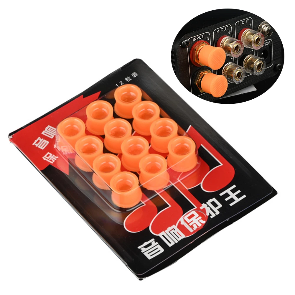 12 Pcs Dust Proof Cover Plastic RCA Female Jack Cover RCA Female Protective Cover for DVD Amplifier AV RV Receiver