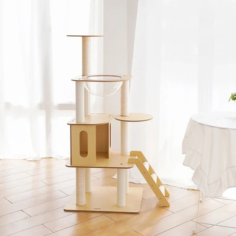 Minimalist Style Wooden Cat Tree Multi-Level Cat Climbing Frame Scratch Superior quality Durable Toy Cats Toys Pet Supplies