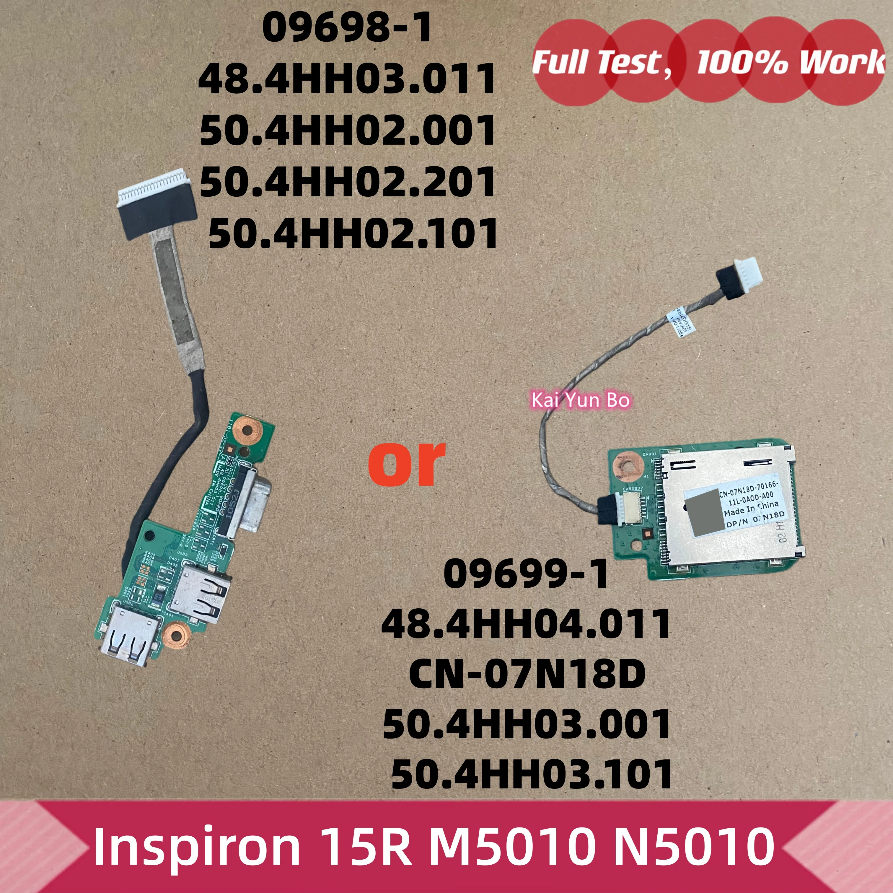 Placa ou Cabo USB VGA ou Placa Leitor de Cartão SD para Laptop Dell Inspiron 15R M5010 N5010 com Cabo 09698-1 48.4HH03.011 07N18D 09699-1 48.4HH04.011 CN-07N18D 7N18D