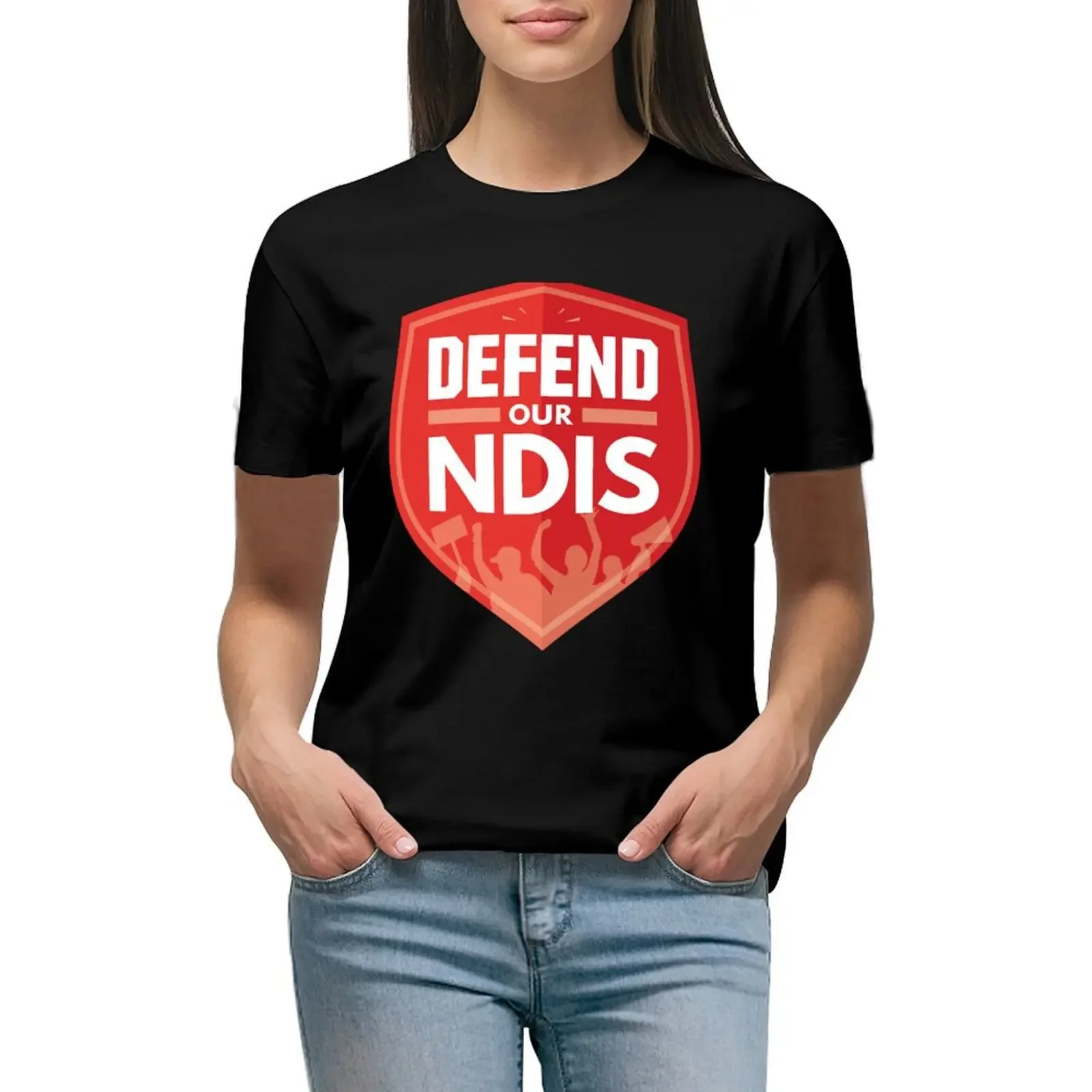 

Defend Our NDIS T-Shirt anime clothes Aesthetic clothing customs design your own oversized workout shirts for Women
