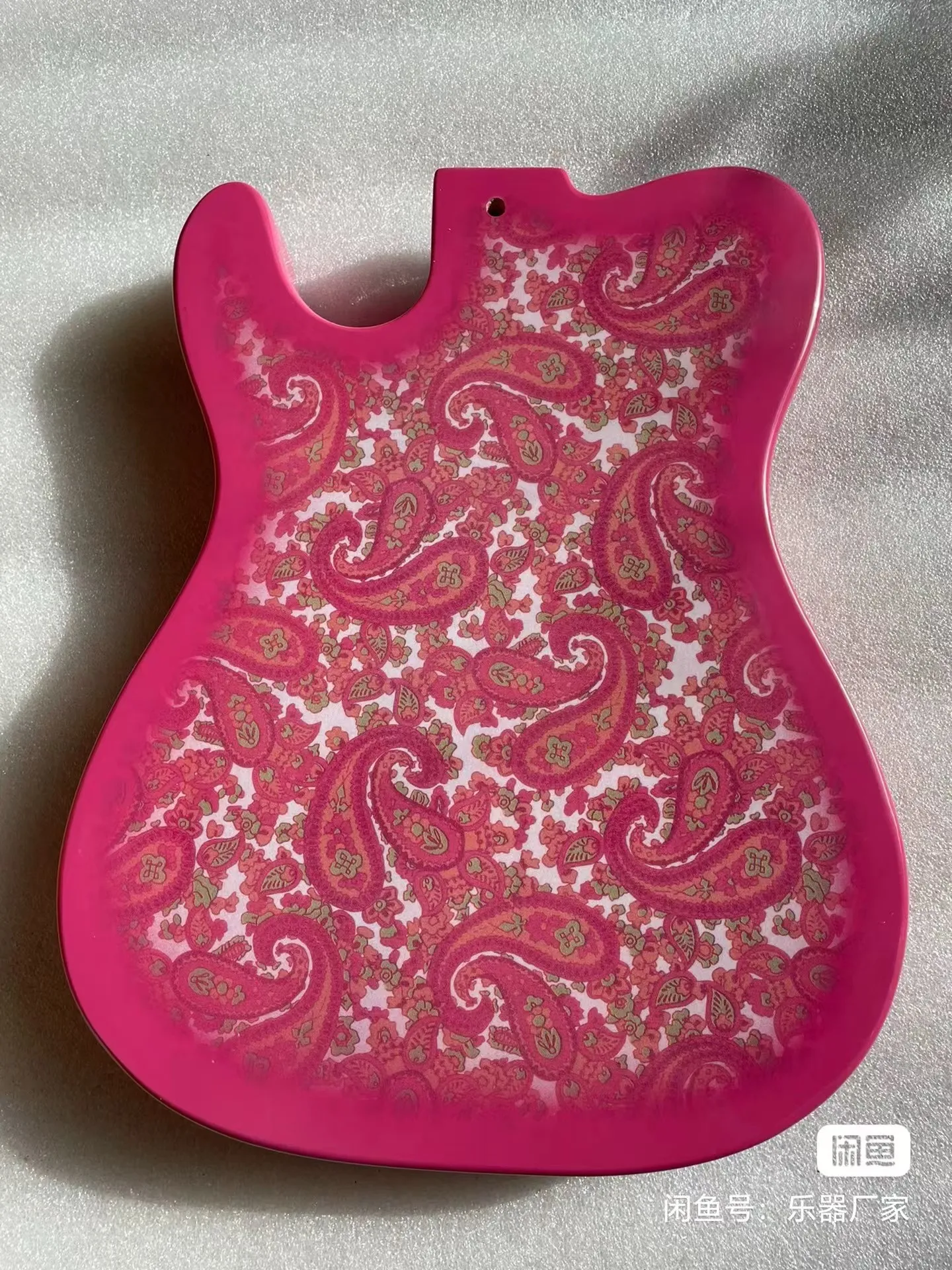 Pink amoeba electric guitar body, mahogany