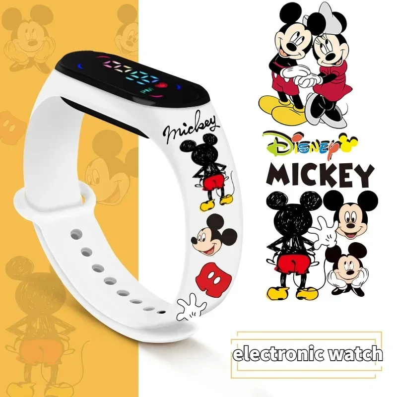 Disney Frozen Mickey Minnie Spiderman Children's Anime Figure Bracelet Wristwatch Cartoon Electronic LED Touch Student Toys Gift