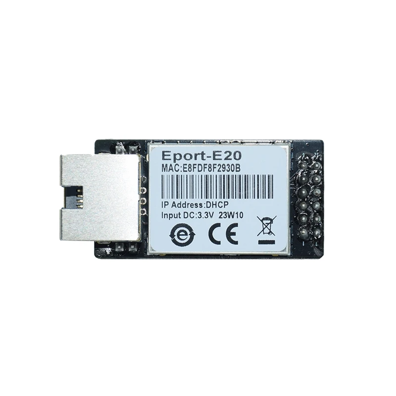 Eport-E20 เซิร์ฟเวอร์เครือข่ายพอร์ต 3.3V Serial To Ethernet ฝังโมดูลอุปกรณ์ IOT สนับสนุน DHCP TCP IP Telnet Modbus TCP