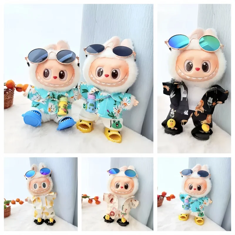 

Only Clothes Beach Suit For 17cm Labubu Doll Trendy Accessories Matching Glasses Cute Shoes Decoration Little Clothes