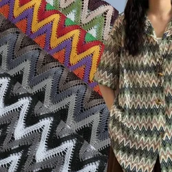 Geometric Striped Knitted Fabric Polyester Jacquard Knitted Hollow Mesh Fashionable Fabrics Cloth Dress Shirts Bags Wholesale