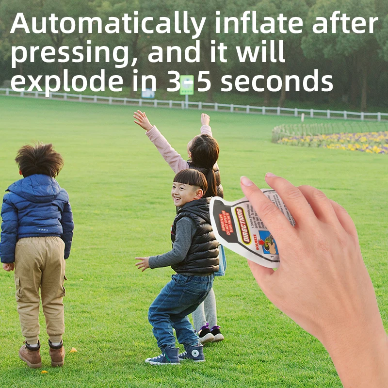 Simulated self explosion, simulated prank decompression, explosive package to scare small toys