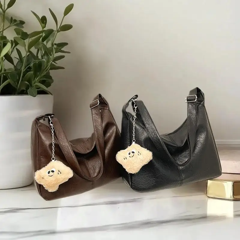 

Retro PU Leather Shoulder Bag Ladies Large Capacity Underarm Bag Fashion Versatile Commuter Tote Bag For Women Gifts